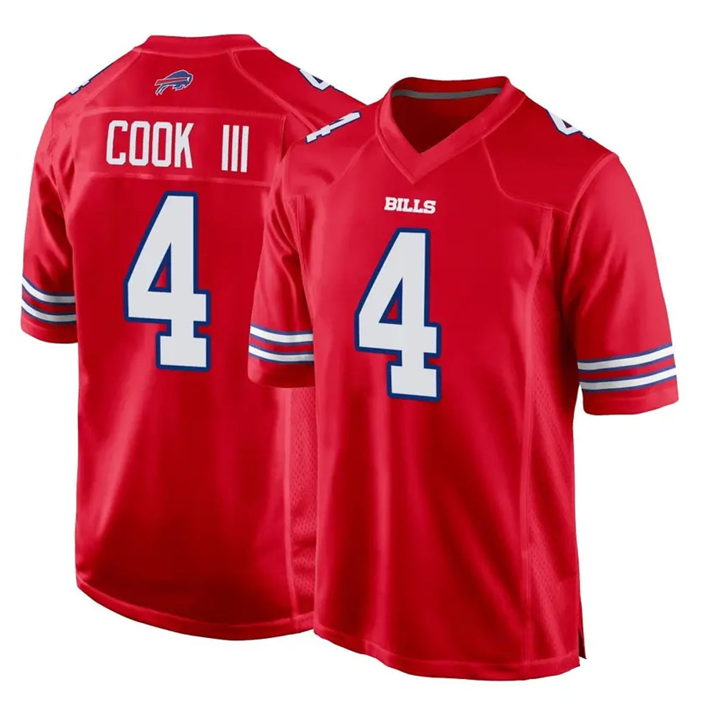 Choea B.Bills #4 James Cook III Player Red Home Game Stitched Jerseys