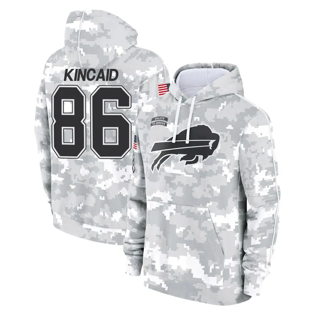 Choea B.Bills #86 Dalton Kincaid Player Arctic Camo Salute to Service Hoodies Stitched Jerseys