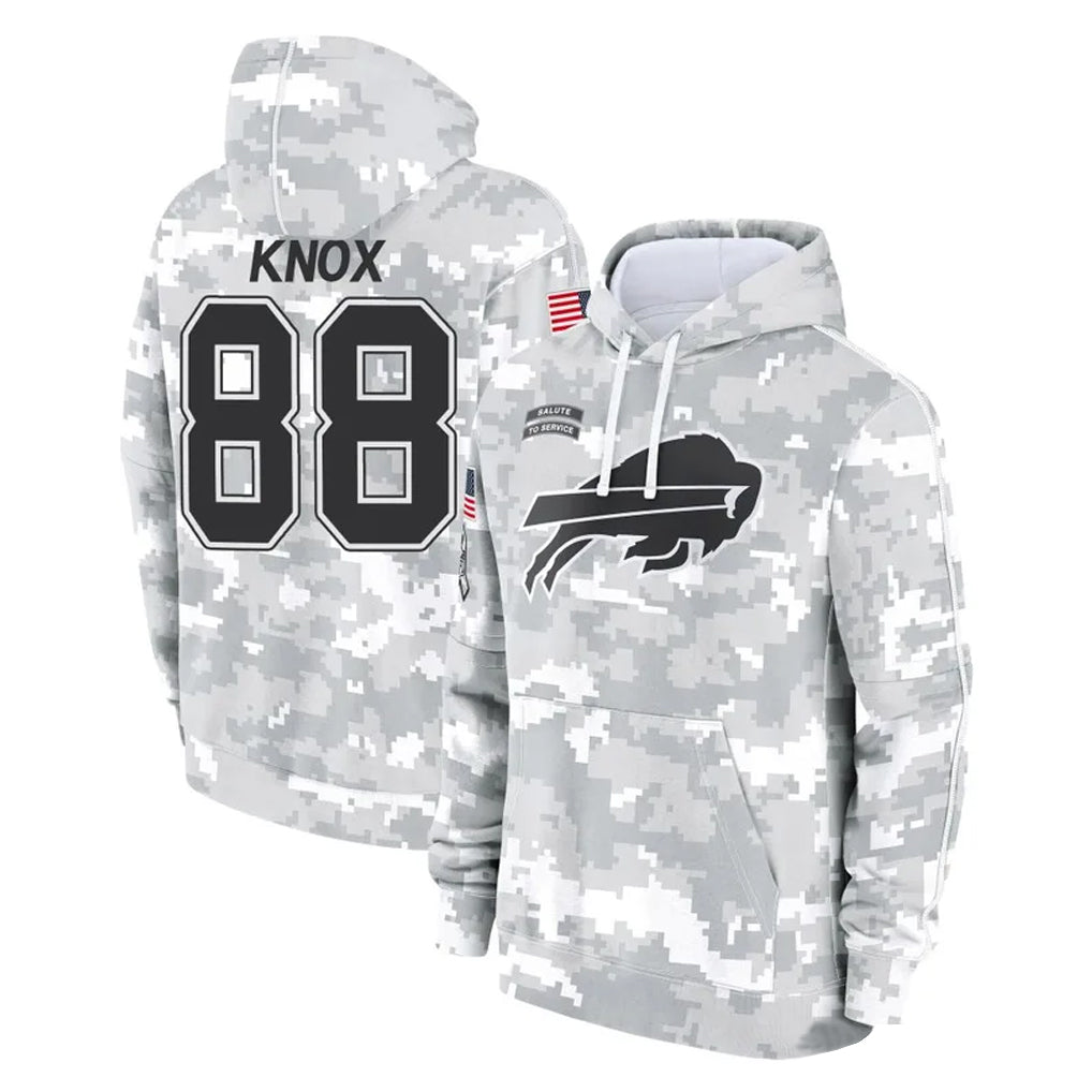 Choea B.Bills #88 Dawson Knox Player Arctic Camo Salute to Service Hoodies Stitched Jerseys