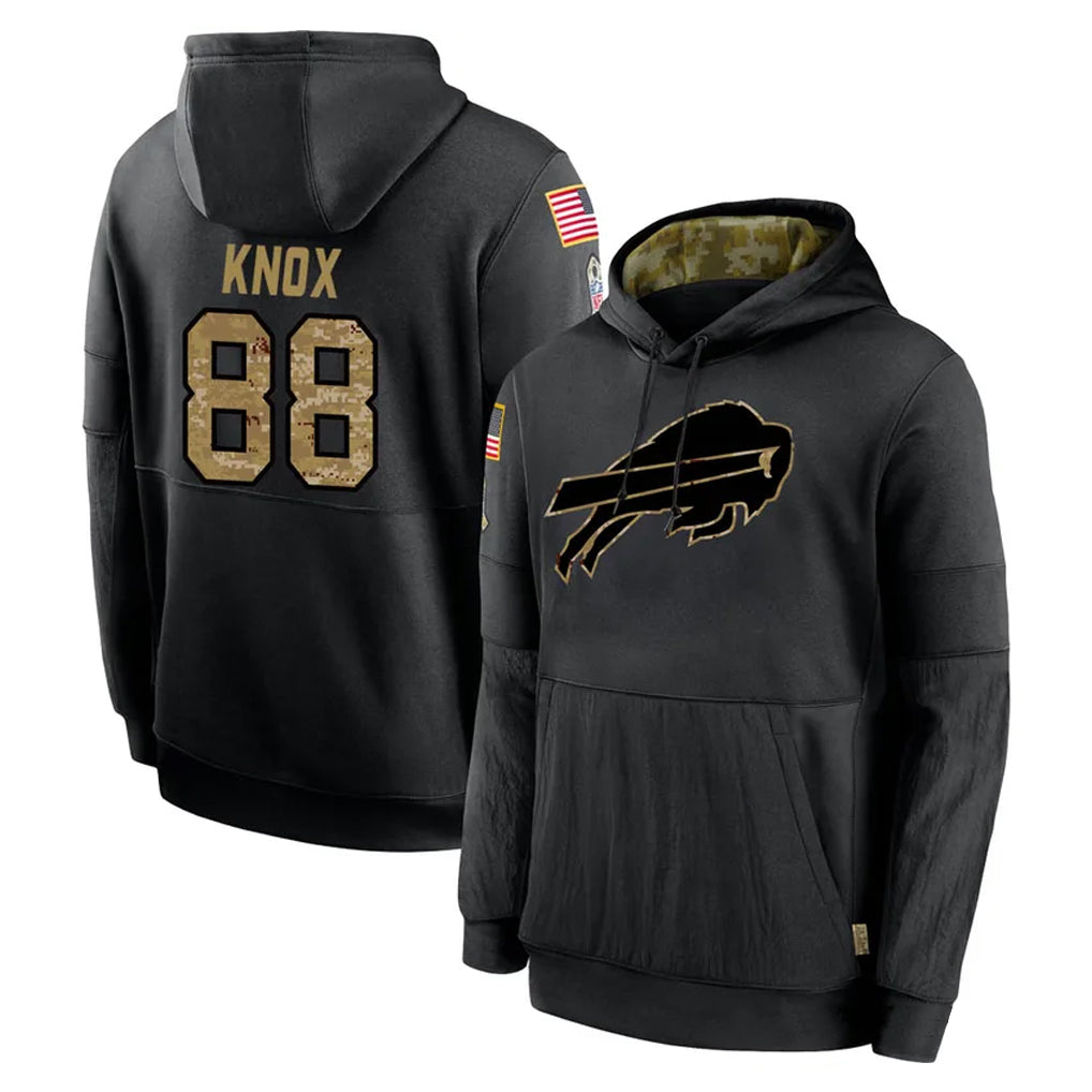 Choea B.Bills #88 Dawson Knox Player Black Salute to Service Hoodies Hame Stitched Jerseys