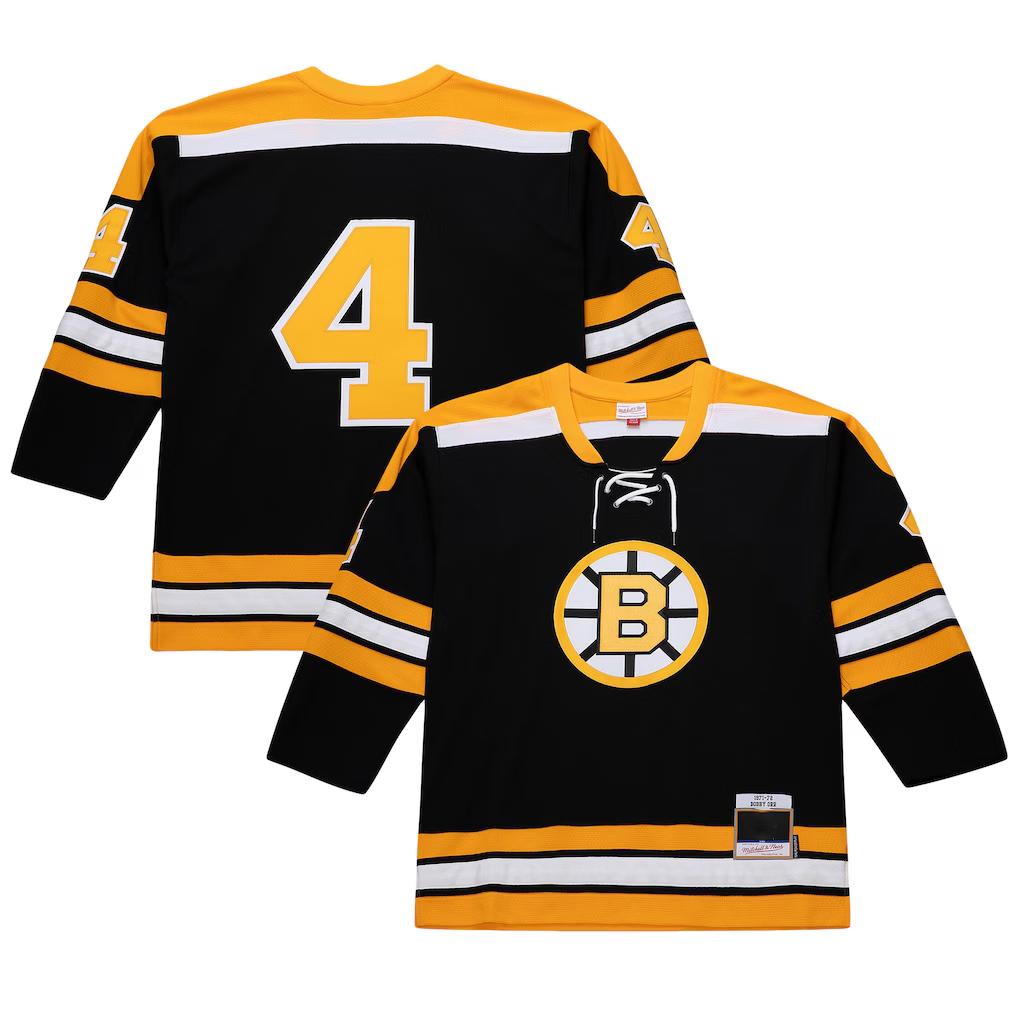 Choea B.Bruins #4 Bobby Orr Mitchell & Ness Black Big & Tall 197172 Blue Line 2.0 Stitched Jerseys