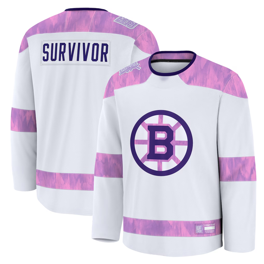 Choea B.Bruins White Hockey Fights Cancer Survivor Practice Stitched Jerseys