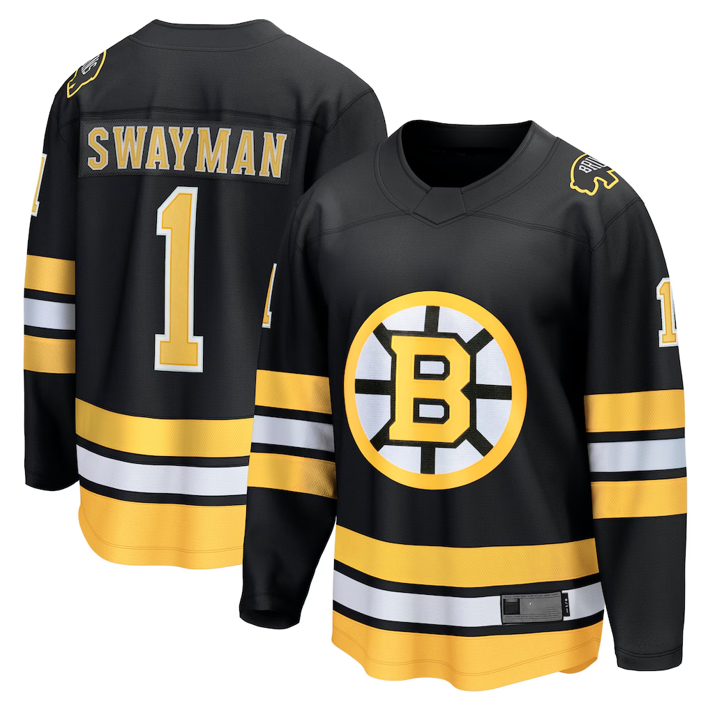 Choea B.Bruins #1 Jeremy Swayman Black Home Breakaway Player Stitched Jerseys