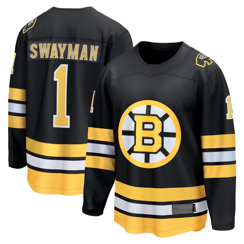 Choea B.Bruins #1 Jeremy Swayman Black Home Breakaway Stitched Jerseys