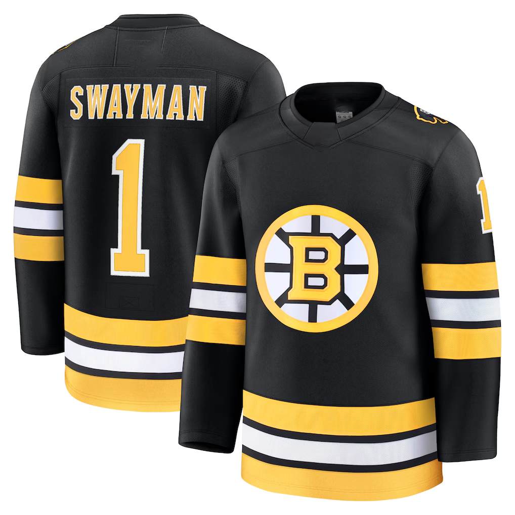 Choea B.Bruins #1 Jeremy Swayman Black Home Premium Stitched Jerseys