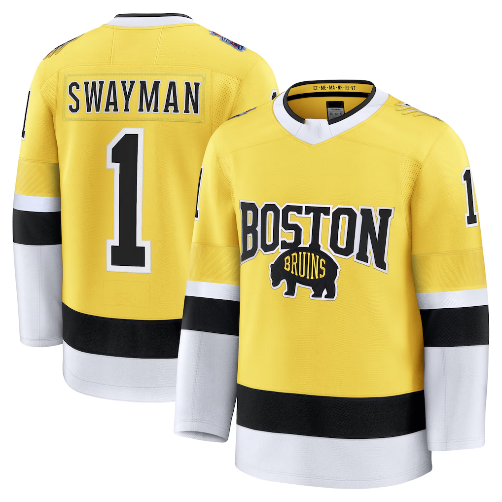Choea B.Bruins #1 Jeremy Swayman Gold 2026 Stadium Series Premium Stitched Jerseys
