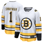 Choea B.Bruins #1 Jeremy Swayman White Away Breakaway Player Stitched Jerseys