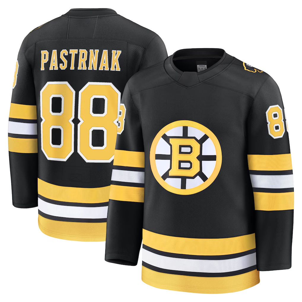 Choea B.Bruins #88 David Pastrnak Black Home Premium Player Stitched Jerseys