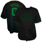 Choea B.Celtics #0 Jayson Tatum Profile Black Big & Tall Name & Number Button-Up Jerseys