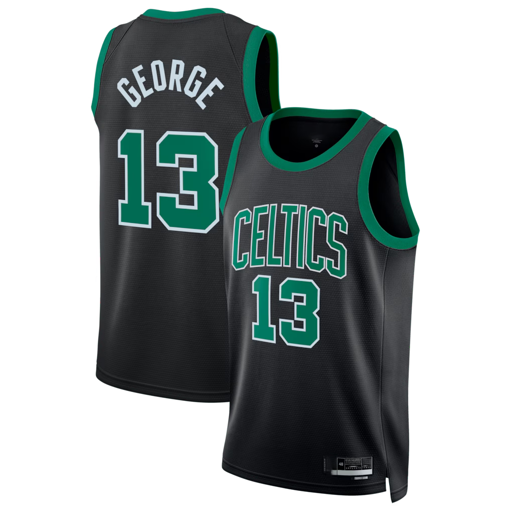 Choea B.Celtics #13 Paul George Black Swingman Jerseys - Statement Edition