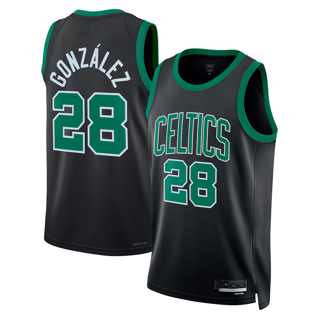 Choea B.Celtics #28 Hugo Gonz¨¢lez Black Swingman Jerseys - Statement Edition