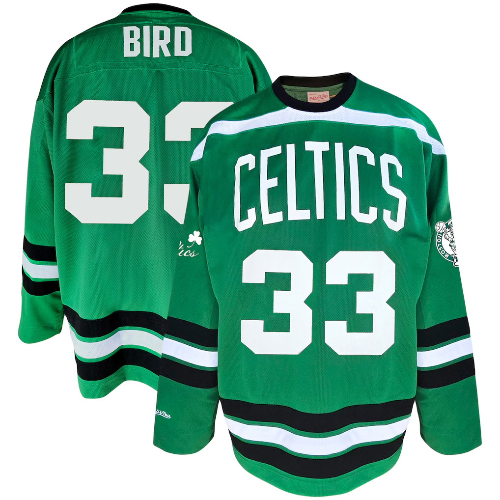 Choea B.Celtics #33 Larry Bird Mitchell & Ness Kelly Green Big & Tall Hockey Jerseys