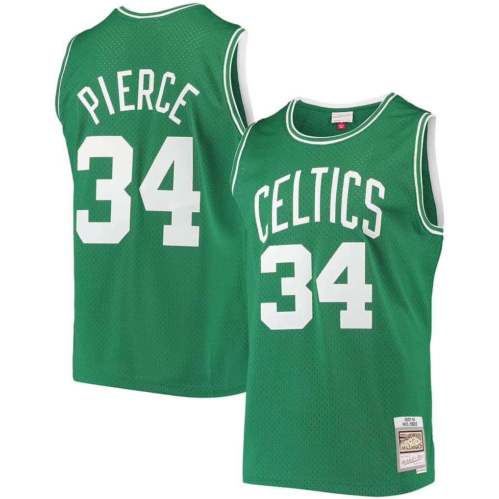 Choea B.Celtics #34 Paul Pierce Mitchell & Ness Kelly Green Hardwood Classics Swingman Jerseys