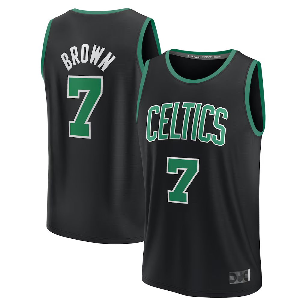 Choea B.Celtics #7 Jaylen Brown Black Fast Break Replica Player Jerseys - Statement Edition