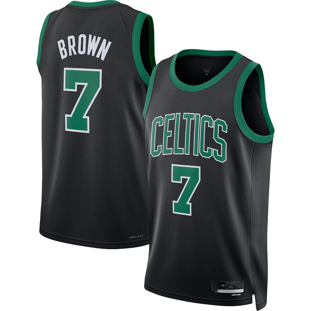 Choea B.Celtics #7 Jaylen Brown Black Swingman Jerseys - Statement Edition