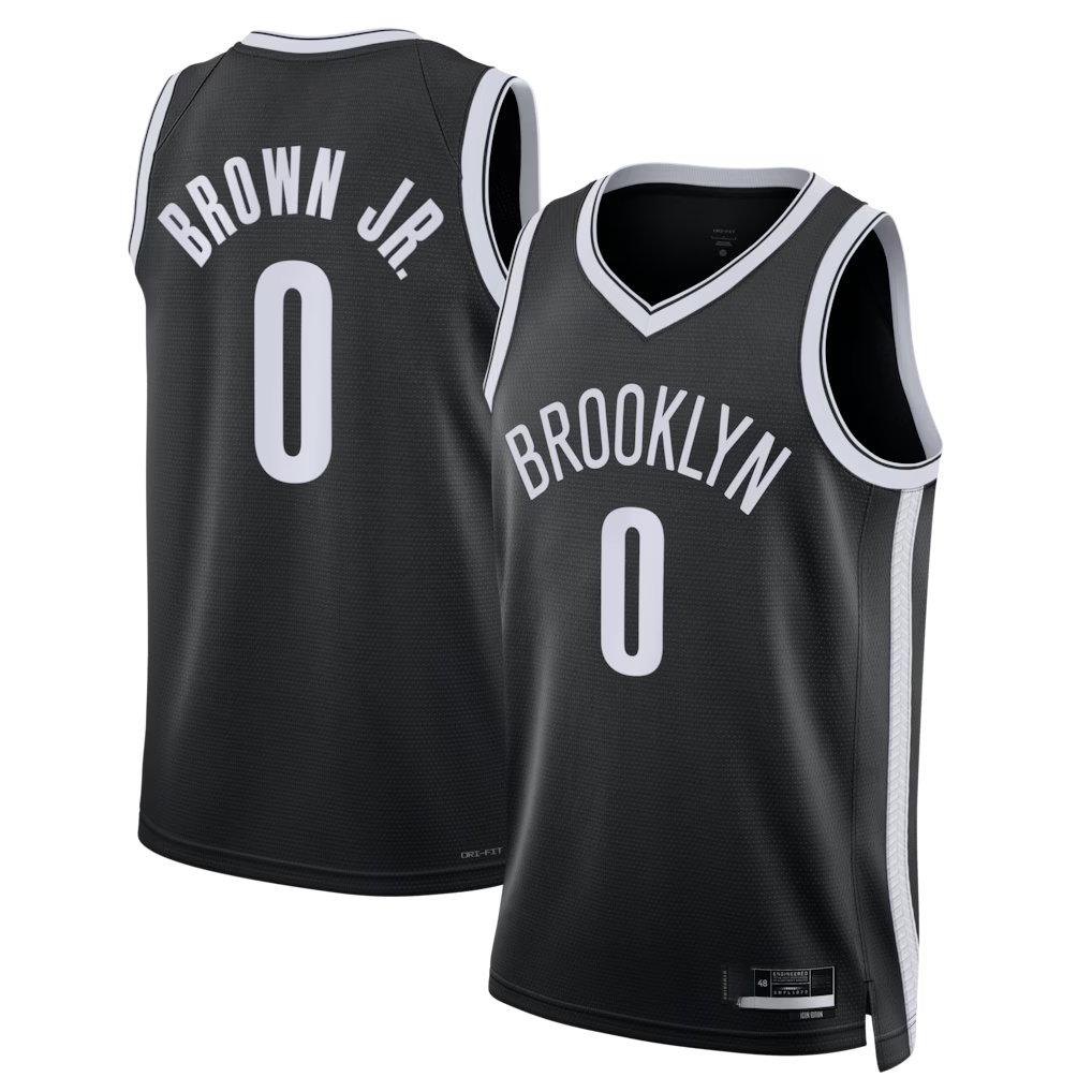 Choea B.Nets #0 Mikel Brown Jr. Black Swingman Jerseys - Icon Edition