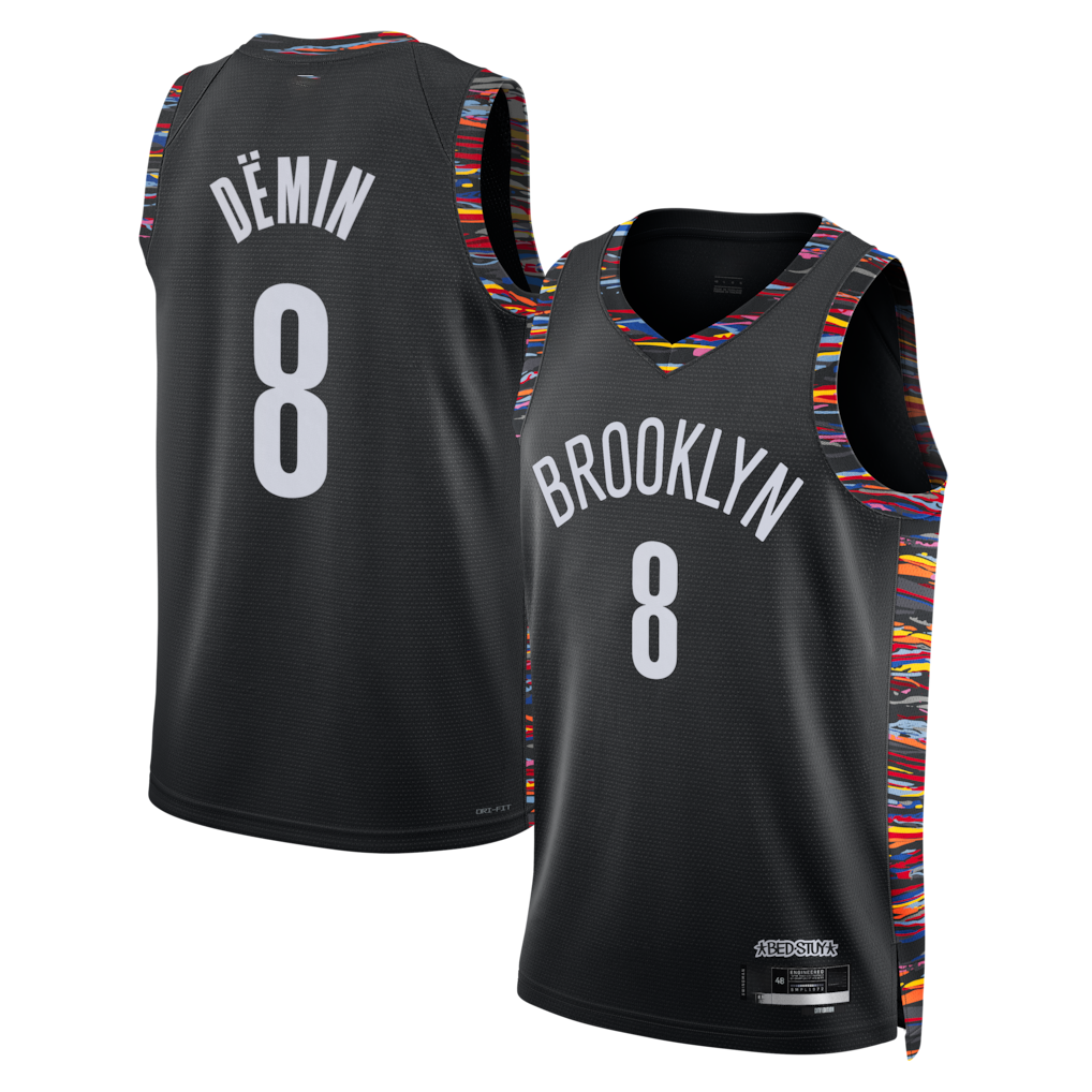 Choea B.Nets #8 Egor D?min Black 202526 Swingman Jerseys - City Edition