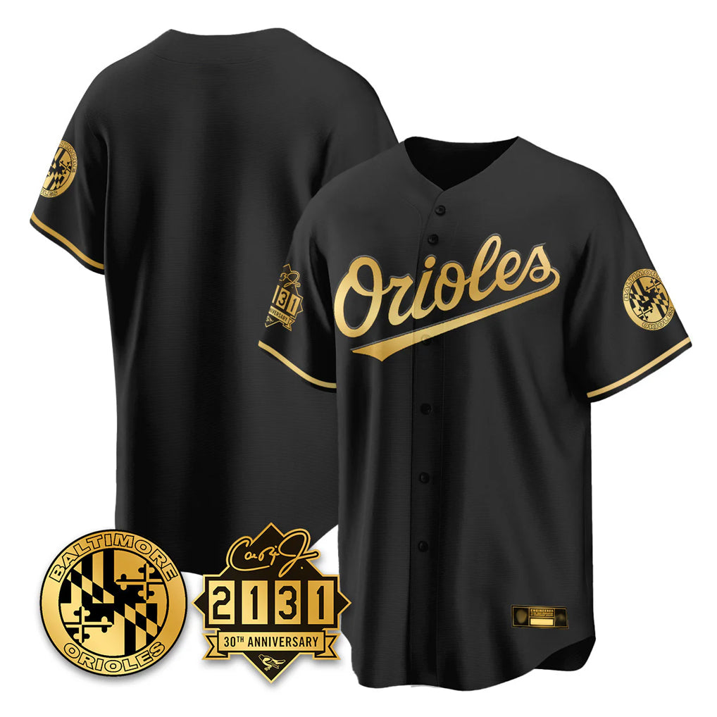 Choea B.Orioles Black Gold 30th Anniversary of 2131 Home Game Blank Player Stitched Jerseys