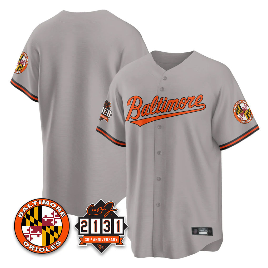 Choea B.Orioles Gray 30th Anniversary of 2131 Home Game Blank Player Stitched Jerseys