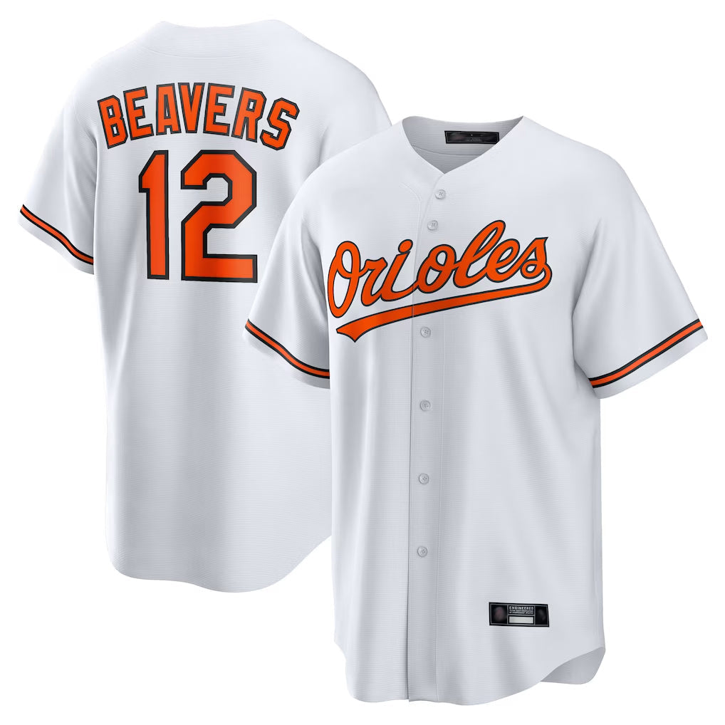Choea B.Orioles #12 Dylan Beavers Player White Home Game Stitched Jerseys