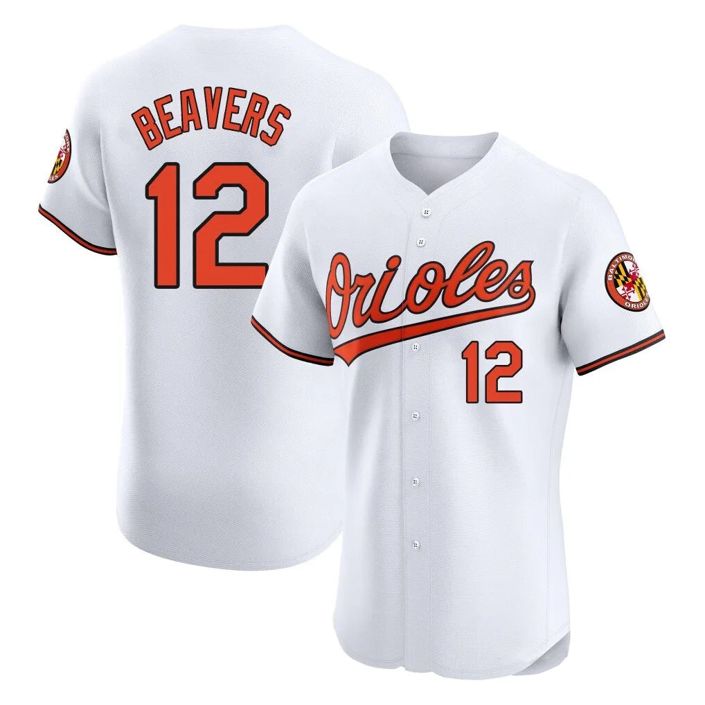 Choea B.Orioles #12 Dylan Beavers Player White Limited Elite Home Game Stitched Jerseys