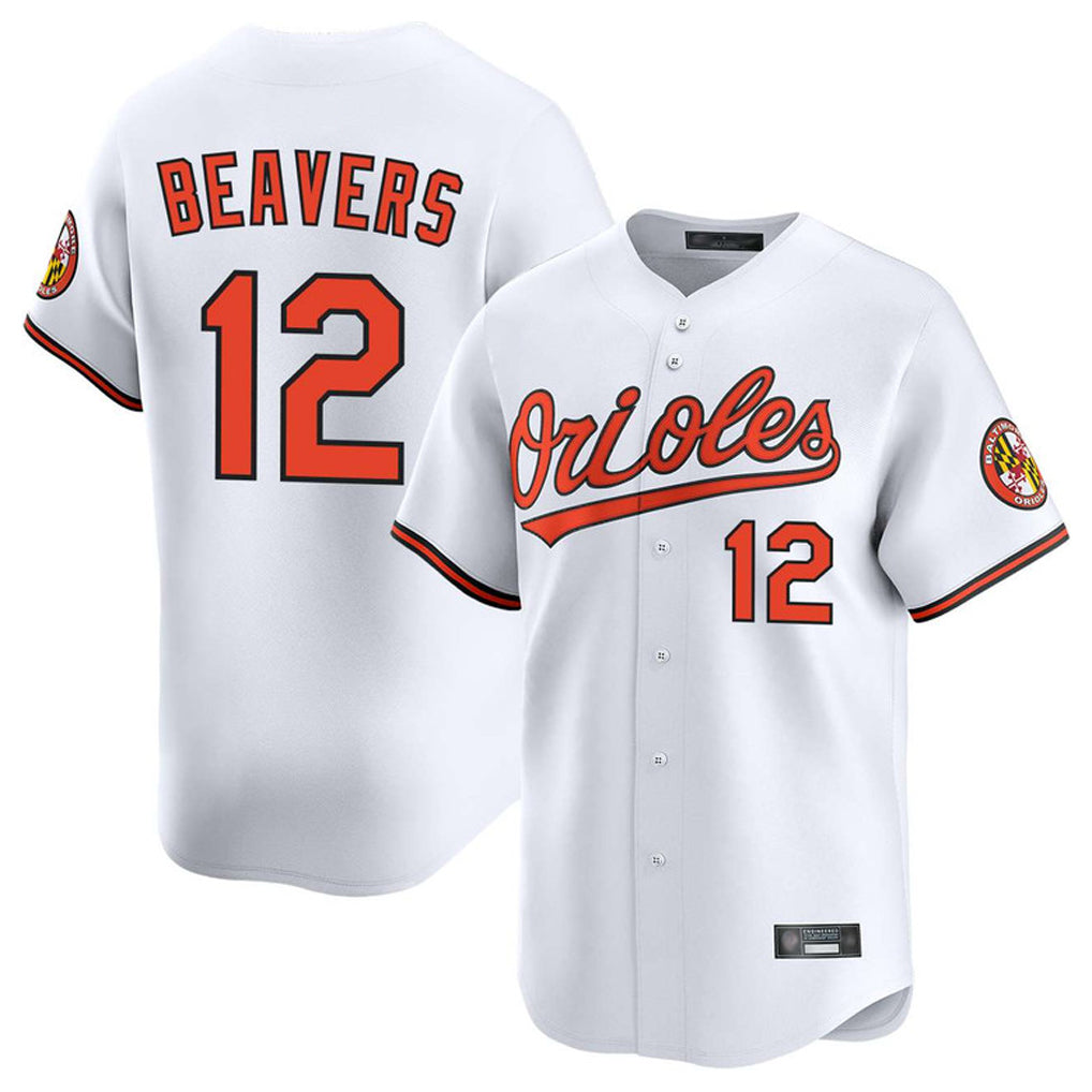 Choea B.Orioles #12 Dylan Beavers Player White Limited Home Game Stitched Jerseys