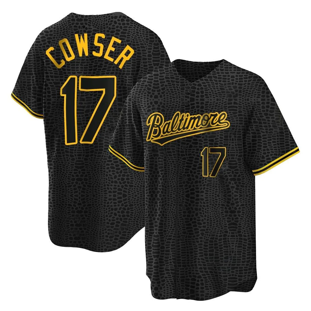 Choea B.Orioles #17 Colton Cowser Player Black Snake Skin City Home Game Stitched Jerseys