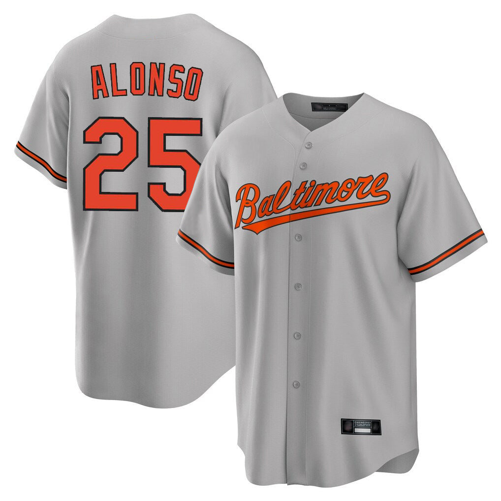 Choea B.Orioles #25 Pete Alonso Player Gray Home Game Stitched Jerseys