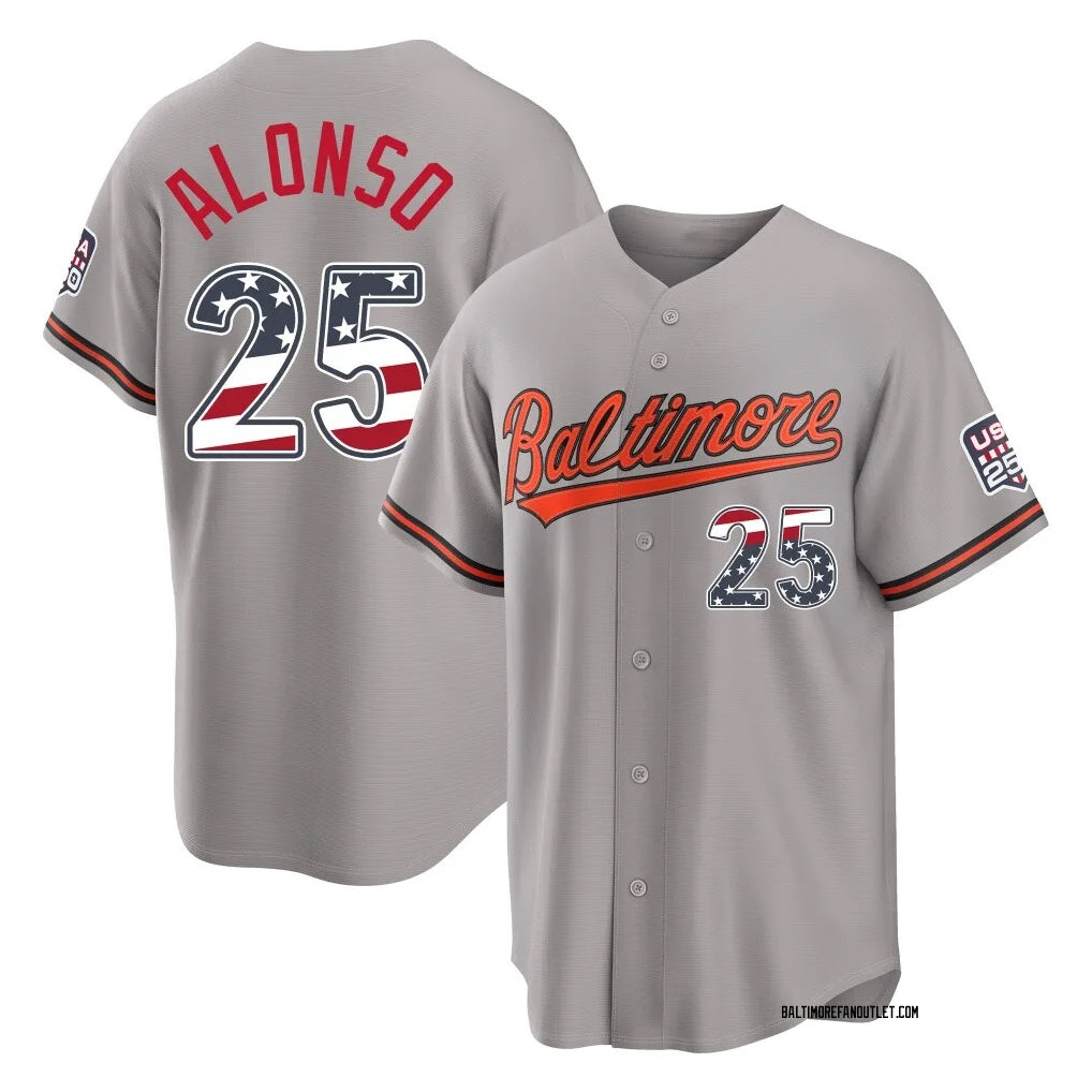 Choea B.Orioles #25 Pete Alonso Player Gray USA 250 Fourth of July Home Game Stitched Jerseys