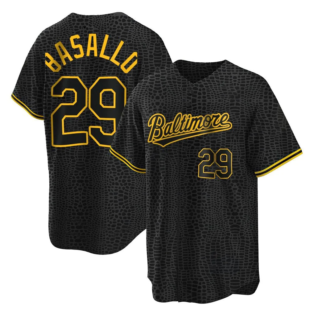 Choea B.Orioles #29 Samuel Basallo Player Black Snake Skin City Home Game Stitched Jerseys