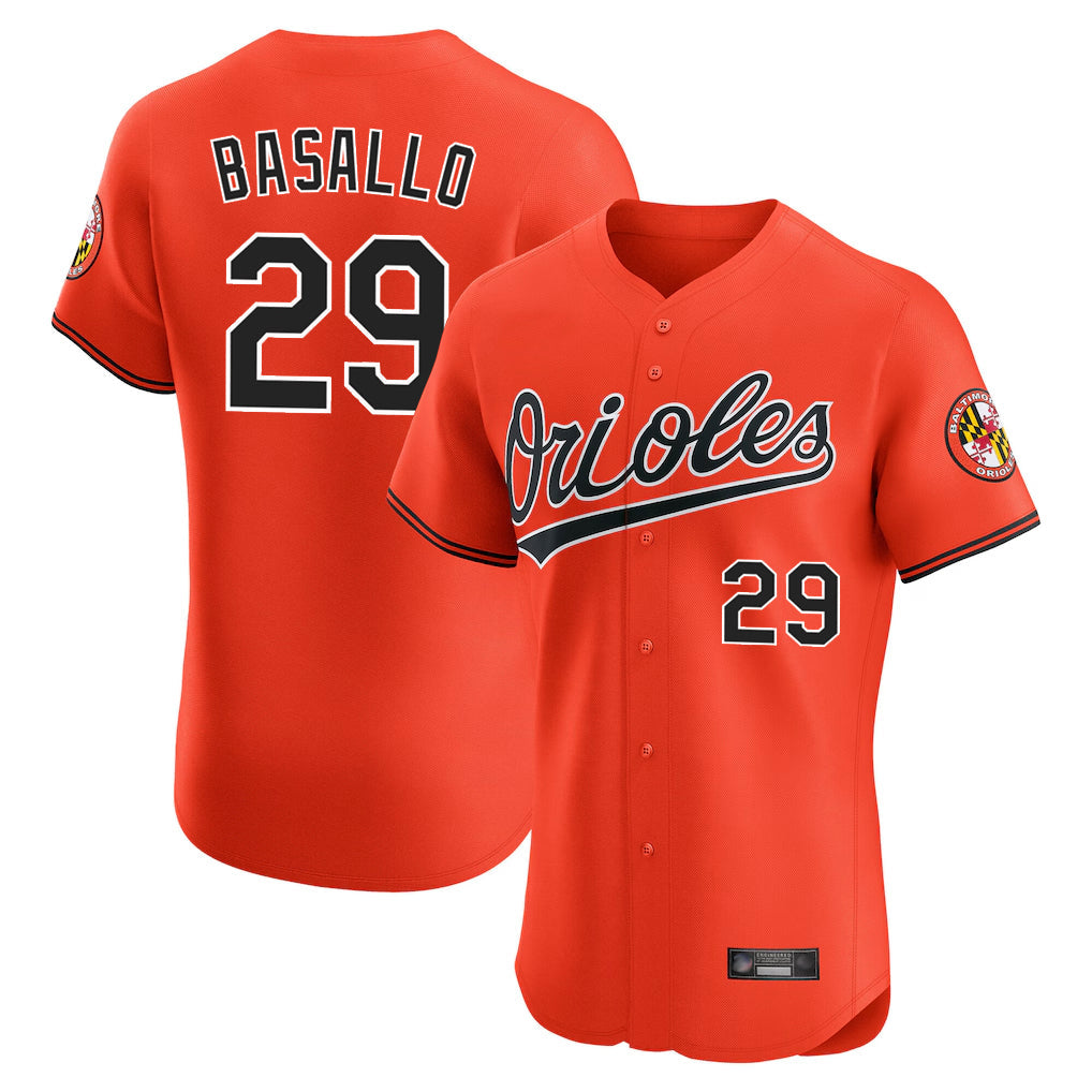 Choea B.Orioles #29 Samuel Basallo Player Orange Limited Elite Home Game Stitched Jerseys