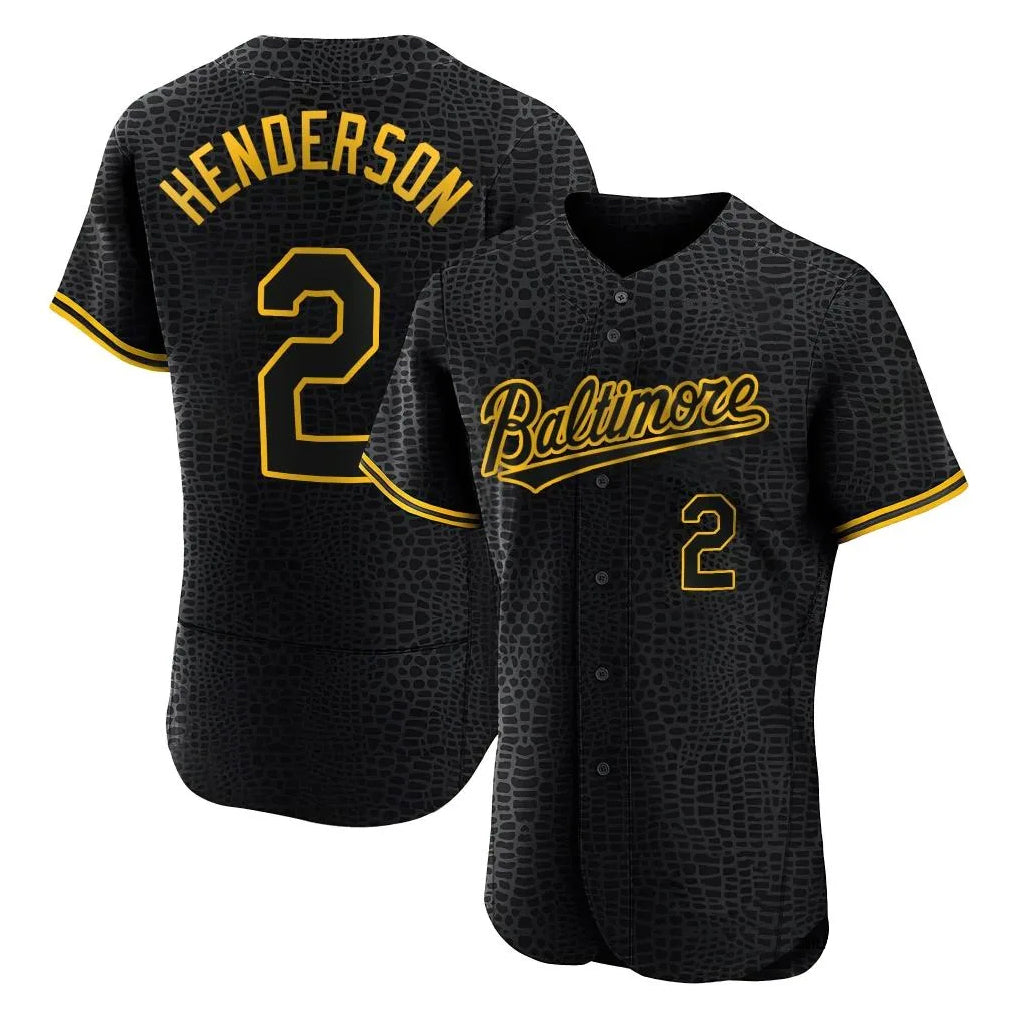 Choea B.Orioles #2 Gunnar Henderson Player Black Snake Skin City Limited Elite Home Stitched Jerseys