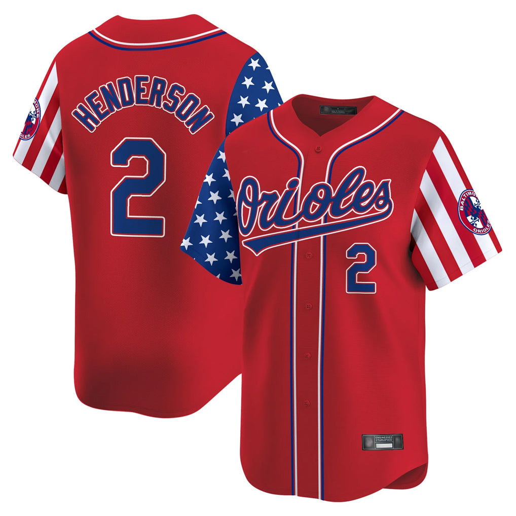Choea B.Orioles #2 Gunnar Henderson Player Red Independence Day Vapor Premier Limited Home Game Stitched Jerseys