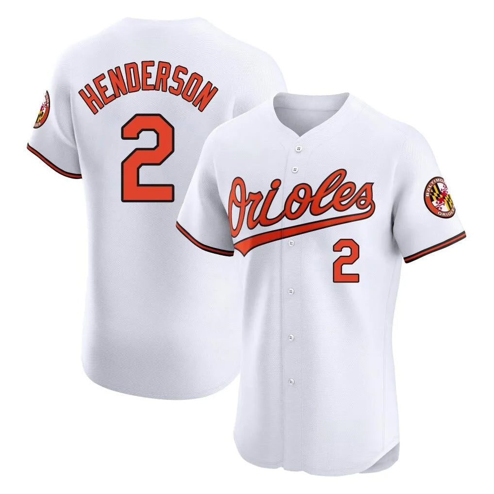 Choea B.Orioles #2 Gunnar Henderson Player White Limited Elite Home Game Stitched Jerseys