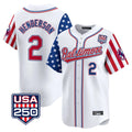 Choea B.Orioles #2 Gunnar Henderson Player White USA 250 Independence Day Vapor Premier Limited Home Game Stitched Jerseys