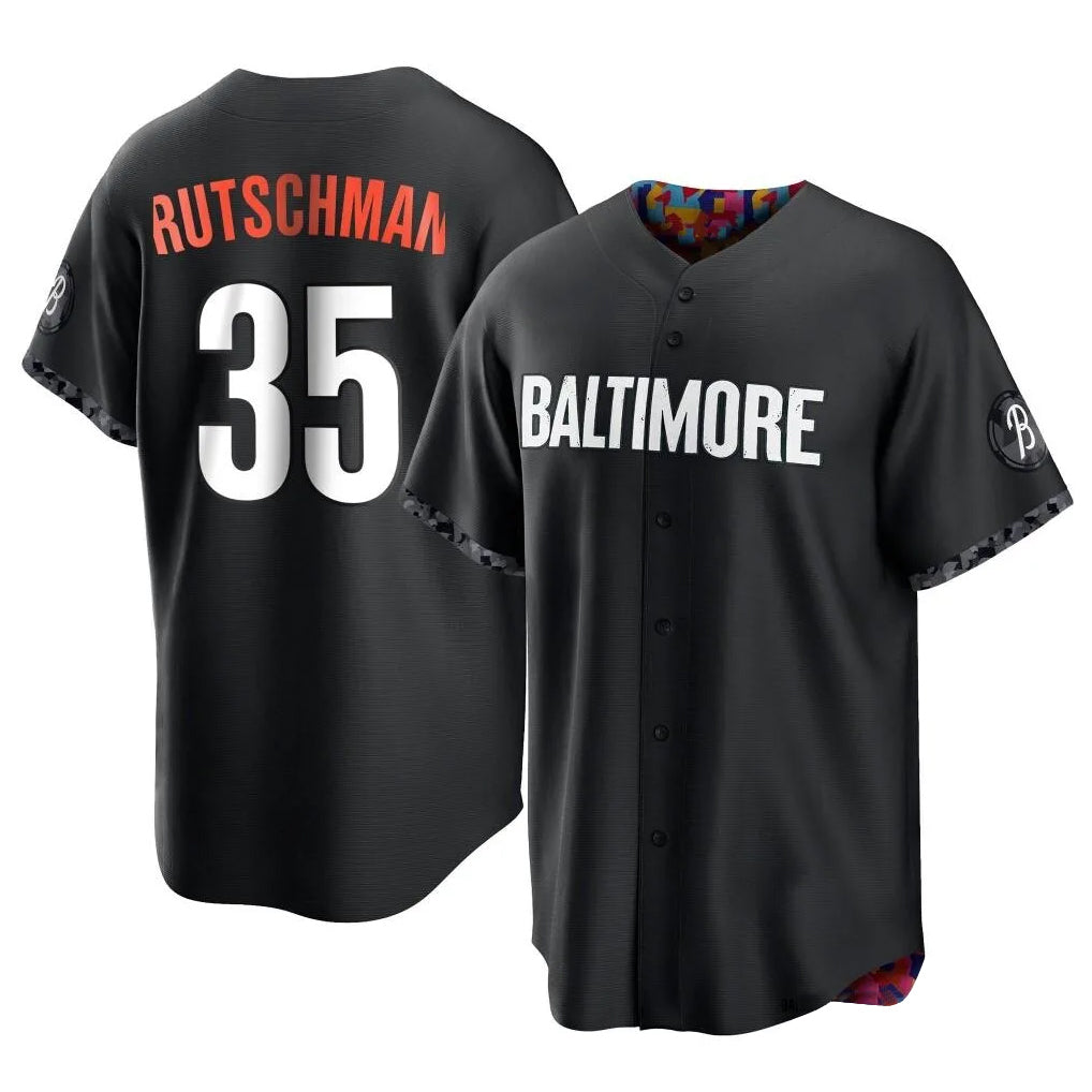 Choea B.Orioles #35 Adley Rutschman Black City Connect Home Game Stitched Jerseys