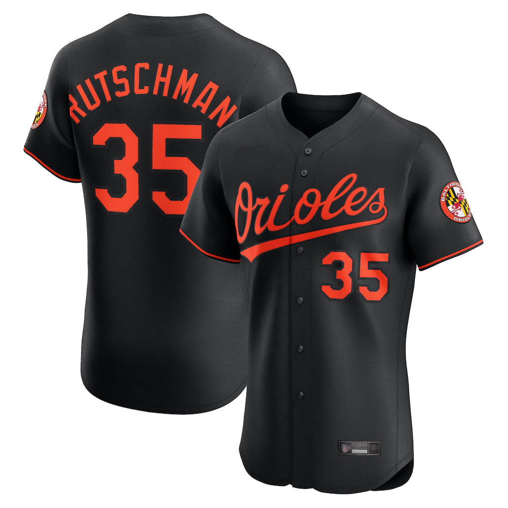 Choea B.Orioles #35 Adley Rutschman Player Black Limited Elite Home Game Stitched Jerseys