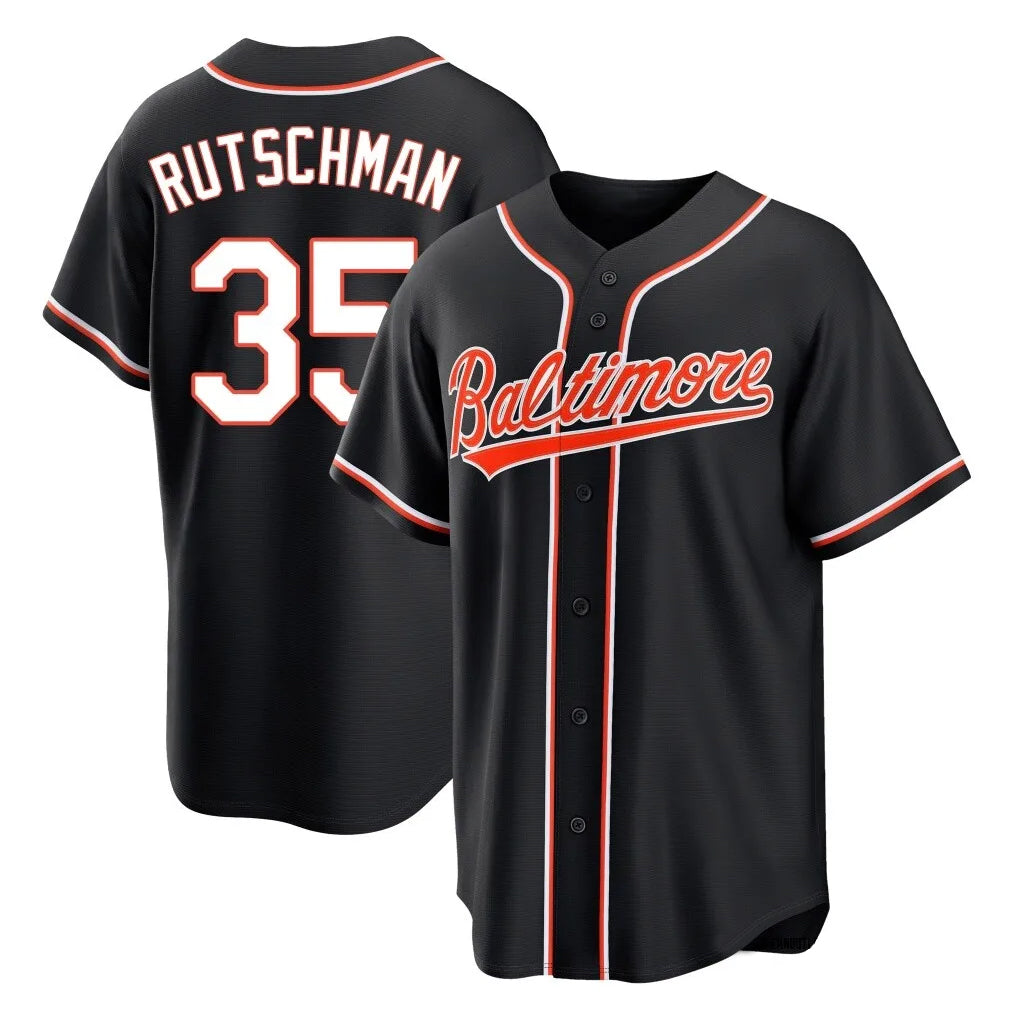 Choea B.Orioles #35 Adley Rutschman Black Out Home Game Stitched Jerseys