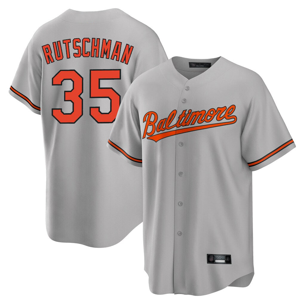 Choea B.Orioles #35 Adley Rutschman Player Gray Home Game Stitched Jerseys