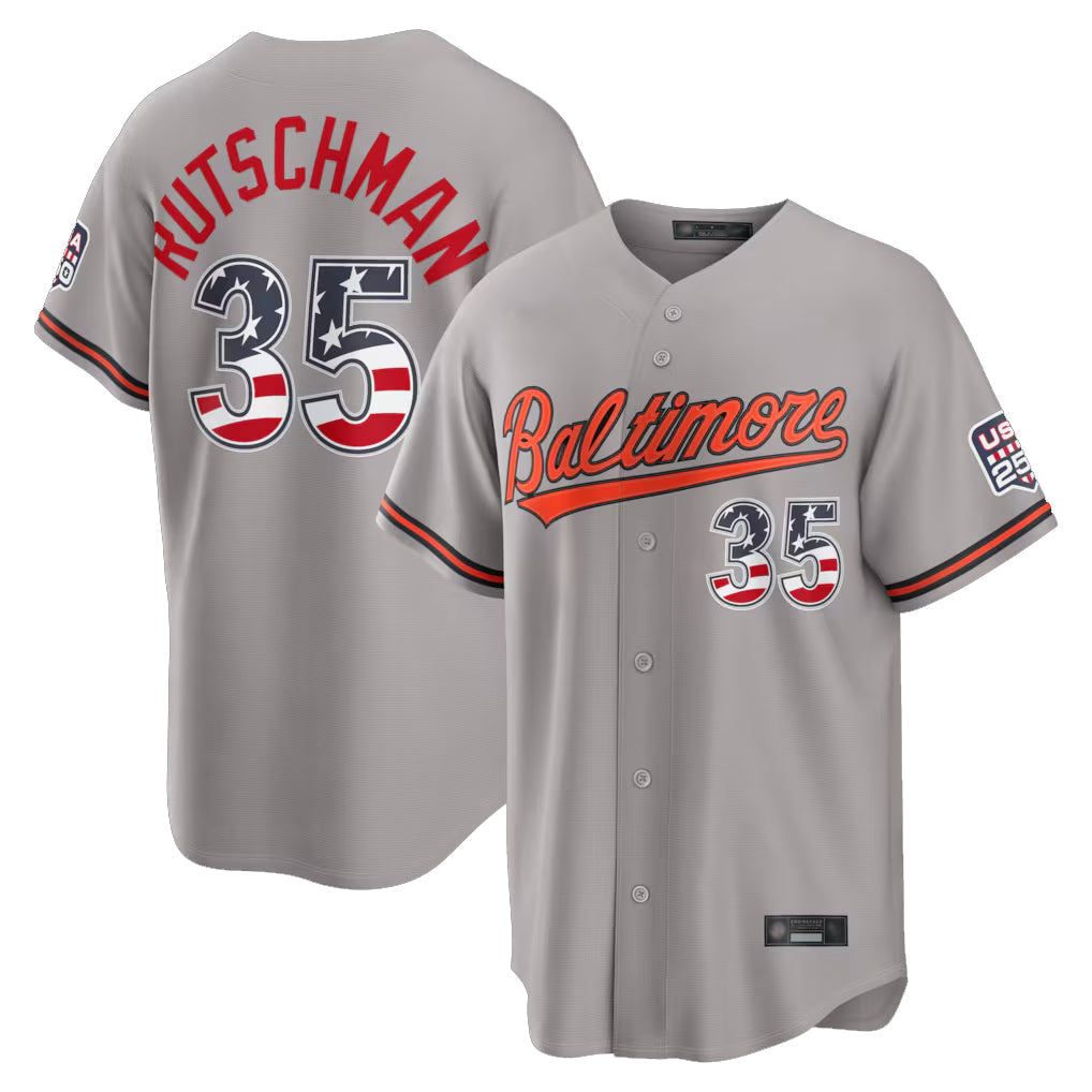 Choea B.Orioles #35 Adley Rutschman Player Gray Home Game Stitched Jerseys