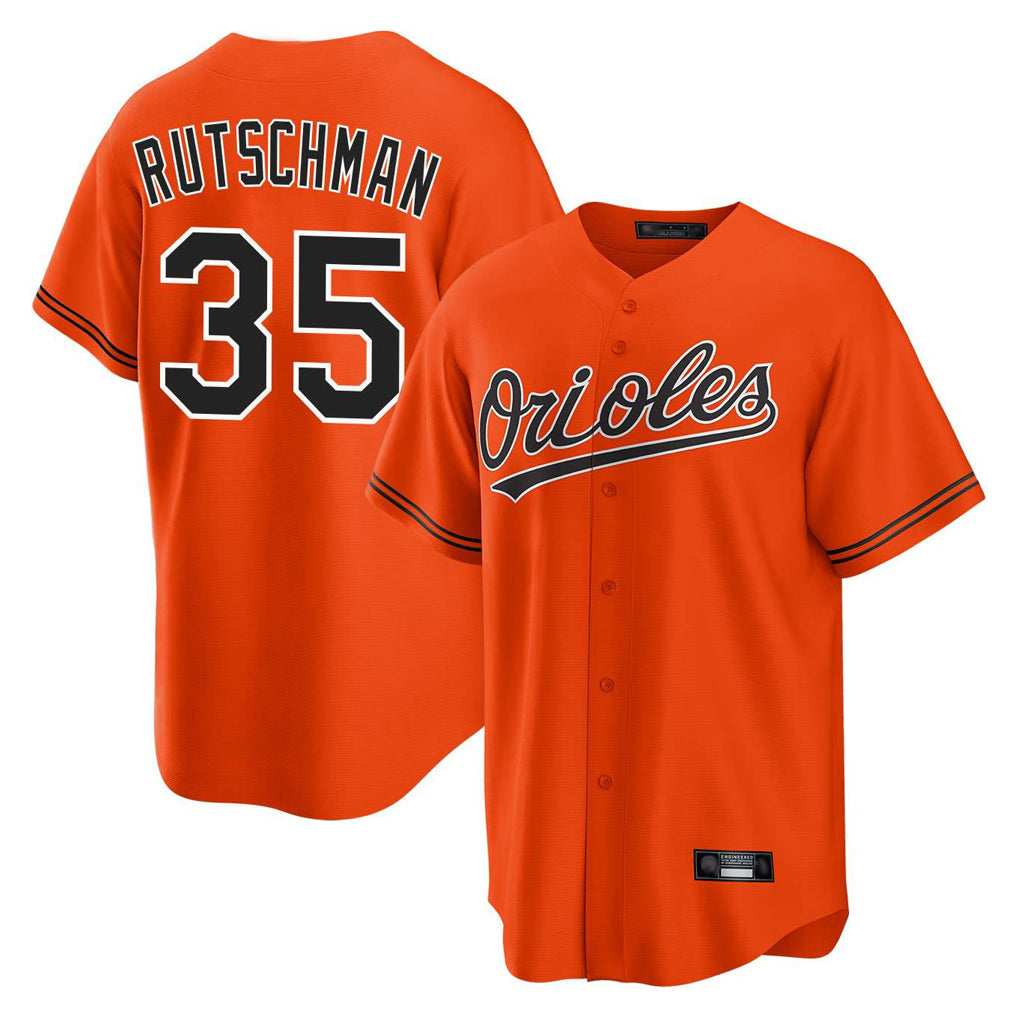 Choea B.Orioles #35 Adley Rutschman Player Orange Home Game Stitched Jerseys