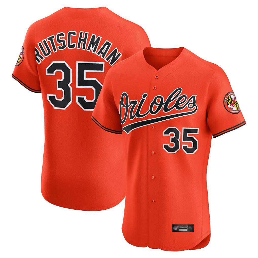 Choea B.Orioles #35 Adley Rutschman Orange Limited Elite Home Game Stitched Jerseys