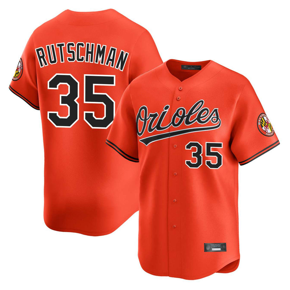 Choea B.Orioles #35 Adley Rutschman Player Orange Limited Home Game Stitched Jerseys