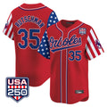 Choea B.Orioles #35 Adley Rutschman Red USA 250 Independence Day Vapor Premier Limited Home Game Stitched Jerseys
