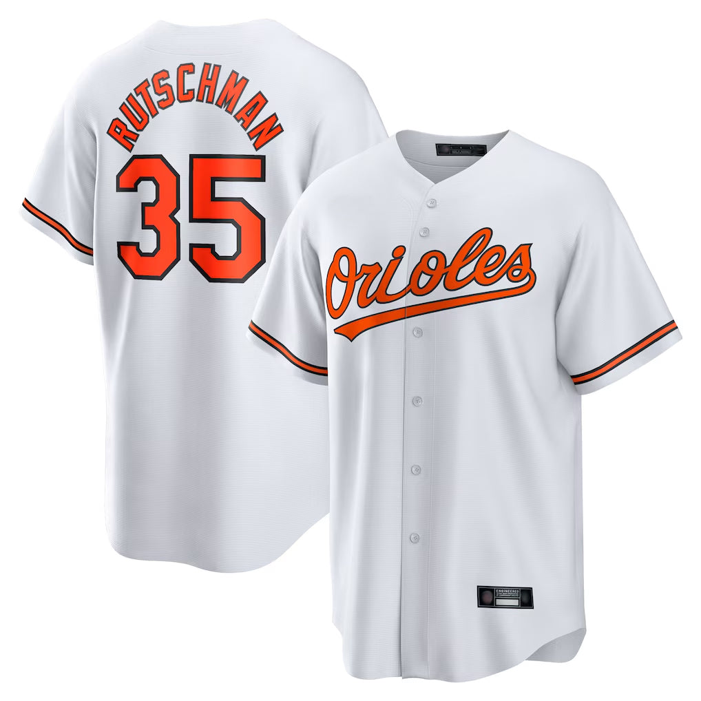 Choea B.Orioles #35 Adley Rutschman Player White Home Game Stitched Jerseys