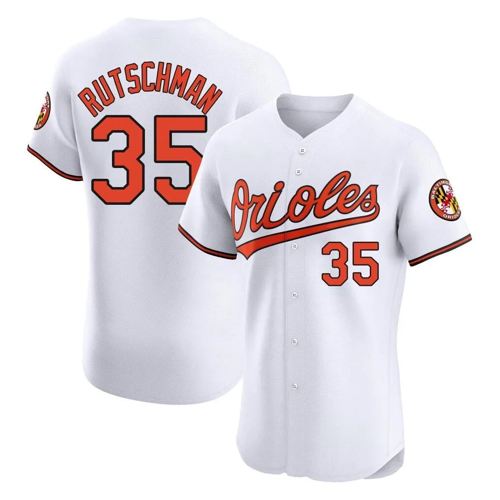 Choea B.Orioles #35 Adley Rutschman Player White Limited Elite Home Game Stitched Jerseys