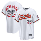 Choea B.Orioles #35 Adley Rutschman White USA 250 Fourth of July Home Game Stitched Jerseys