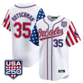 Choea B.Orioles #35 Adley Rutschman White USA 250 Independence Day Vapor Premier Home Game Stitched Jerseys