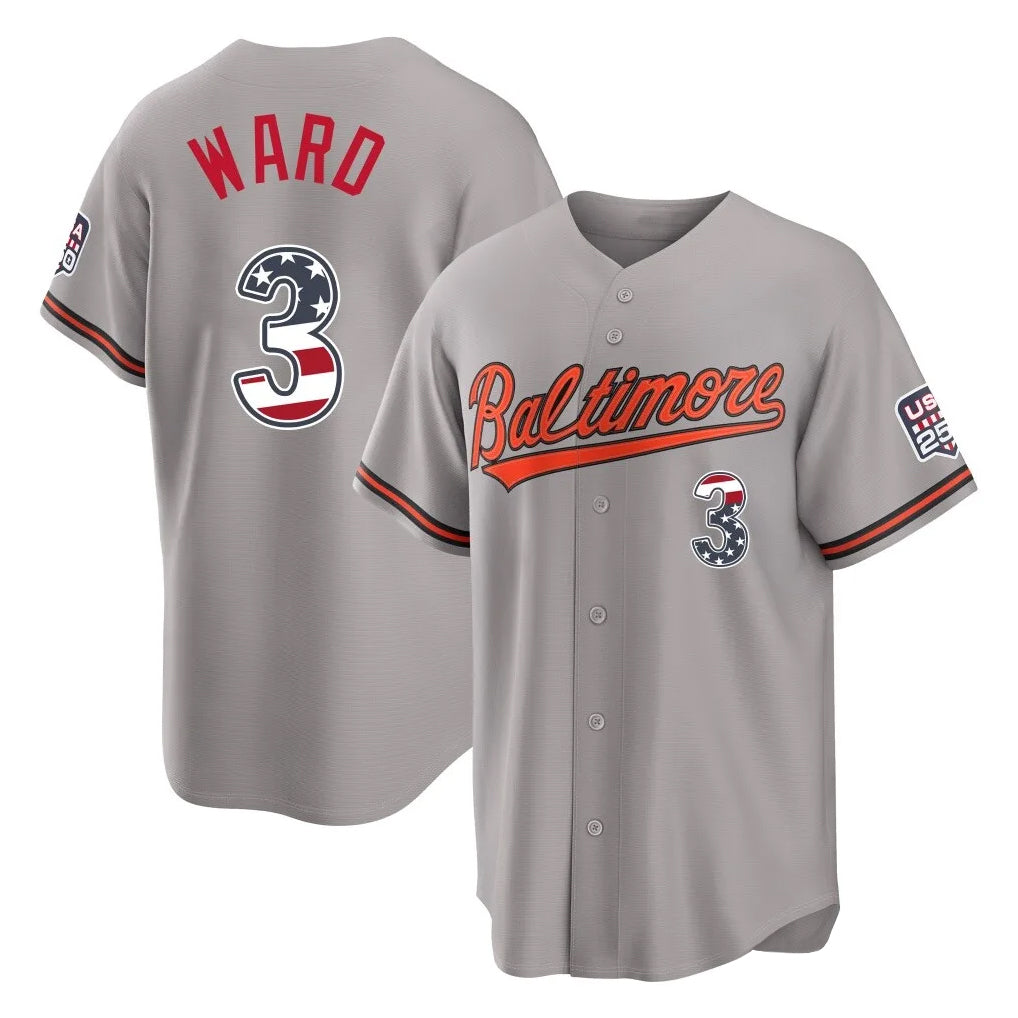 Choea B.Orioles #3 Taylor Ward Player Gray USA 250 Fourth of July Home Game Stitched Jerseys