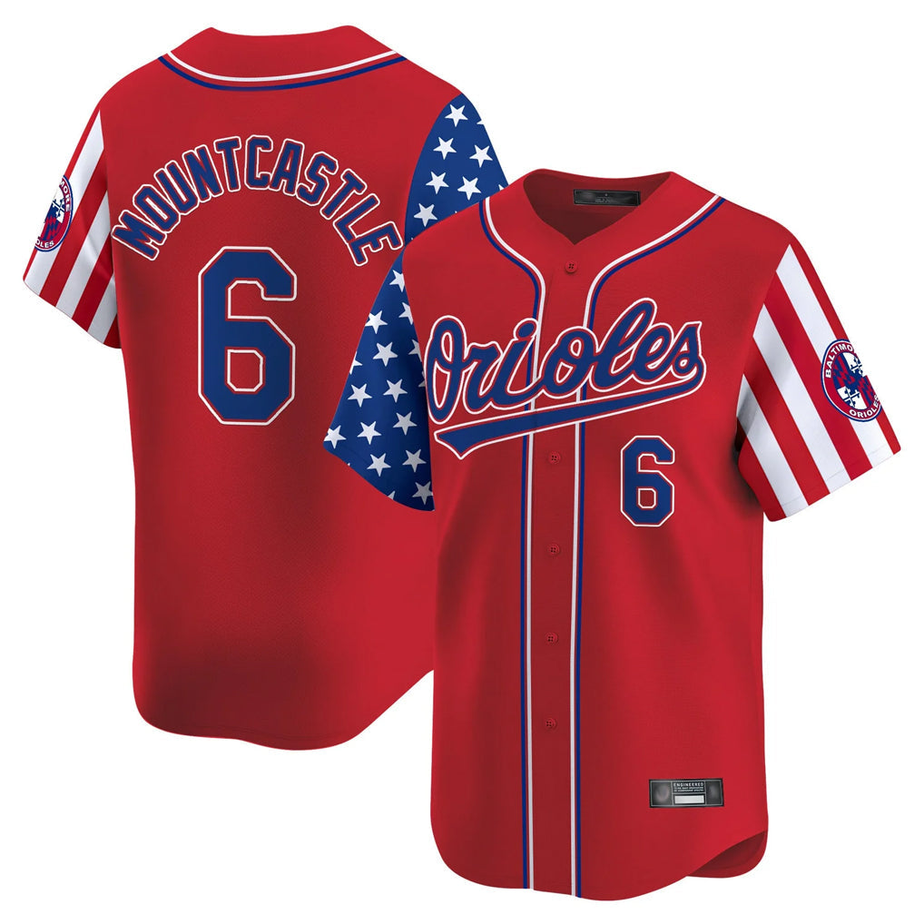 Choea B.Orioles #6 Ryan Mountcastle Player Red Independence Day Vapor Premier Limited Home Game Stitched Jerseys